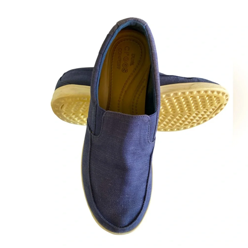 Crocs Dual Comfort Slip On Loafer Shoe Canvas Flat Rubber Sole Lightweight Sz 9